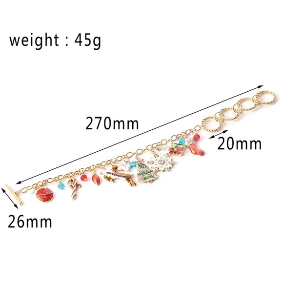 Christmas Spirit Charm Bracelet, Holiday Bracelet, Christmas tree Bracelet - Picture 9 of 9